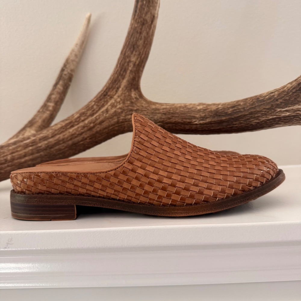 Brioso Fern Woven Leather Women's Mules Tan Brown Slip On Shoes Size 9.5M Brazil - Picture 4 of 8